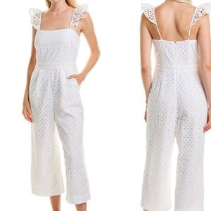 J Crew Eyelet Ruffle White Jumpsuit